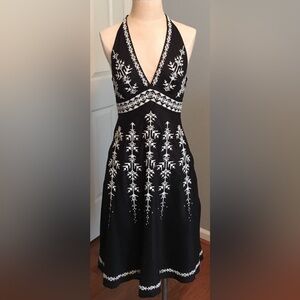 BCBG Maxazria black & white halter dress